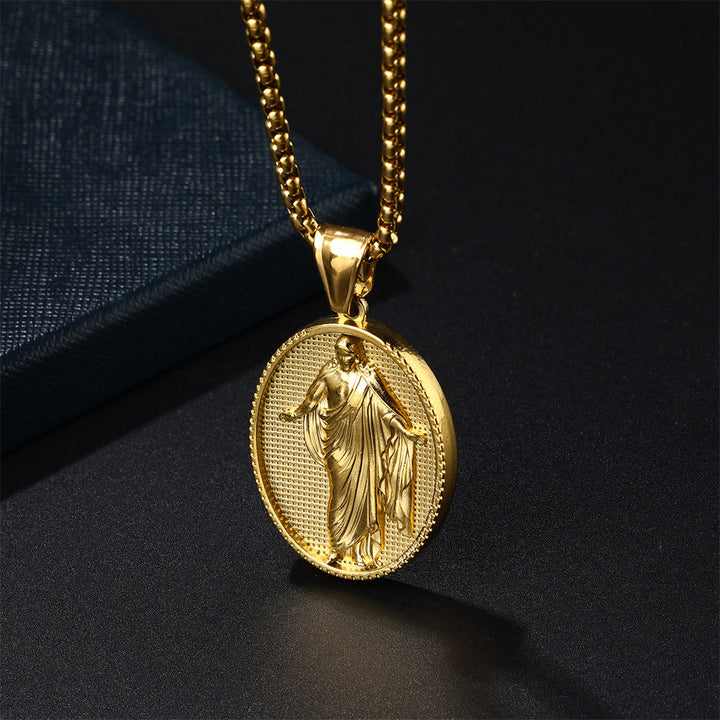 Christianartworkshop Jesus Medallion Pendant Blessing Necklace - Golden - image 5
