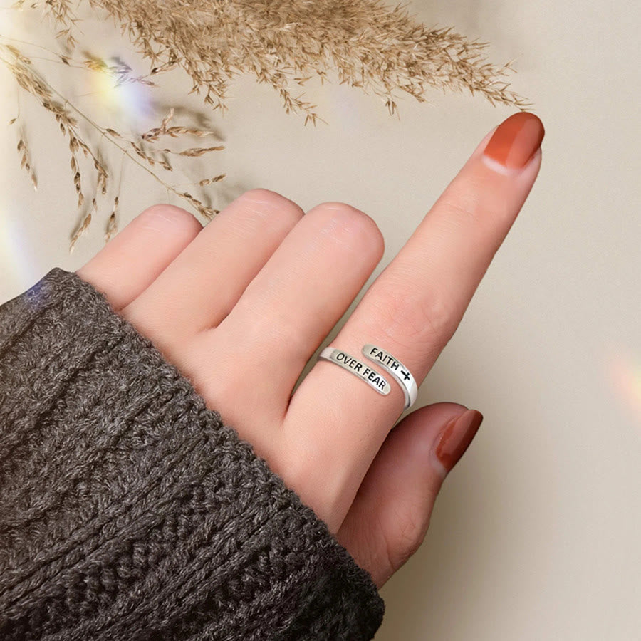 Christianartworkshop Faith-Over Fear: Minimalist Christ Bible Ring - image 5