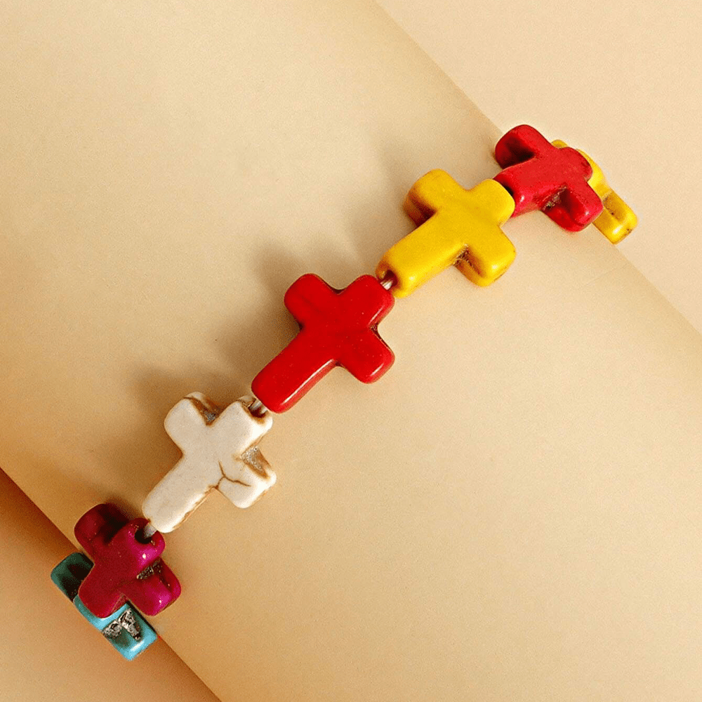 Christianartworkshop Bohemian Cross Turquoise Beaded Bracelet - image 3