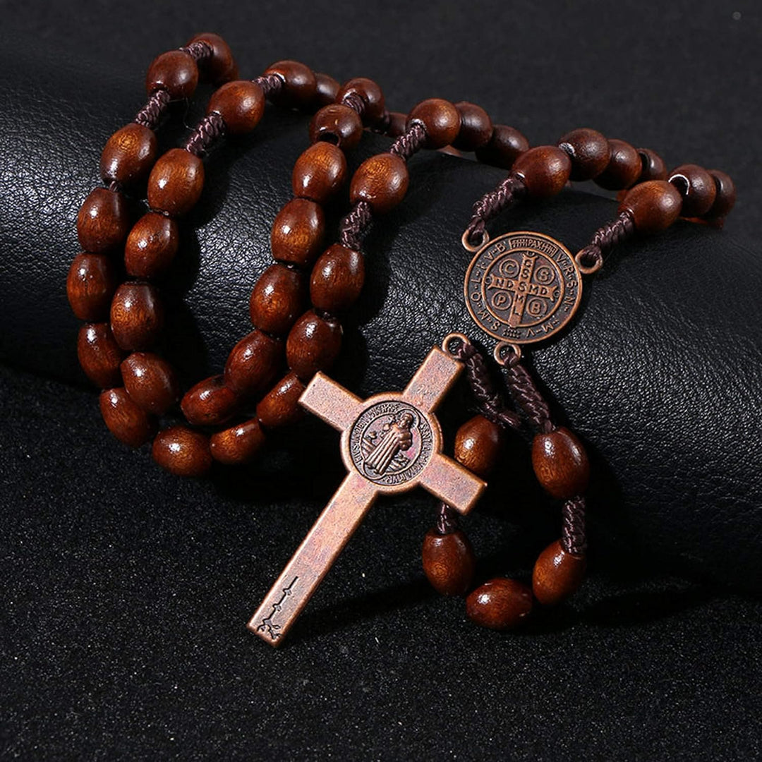 Christianartworkshop St. Benedict Olive Wood Prayer Rosary - image 1