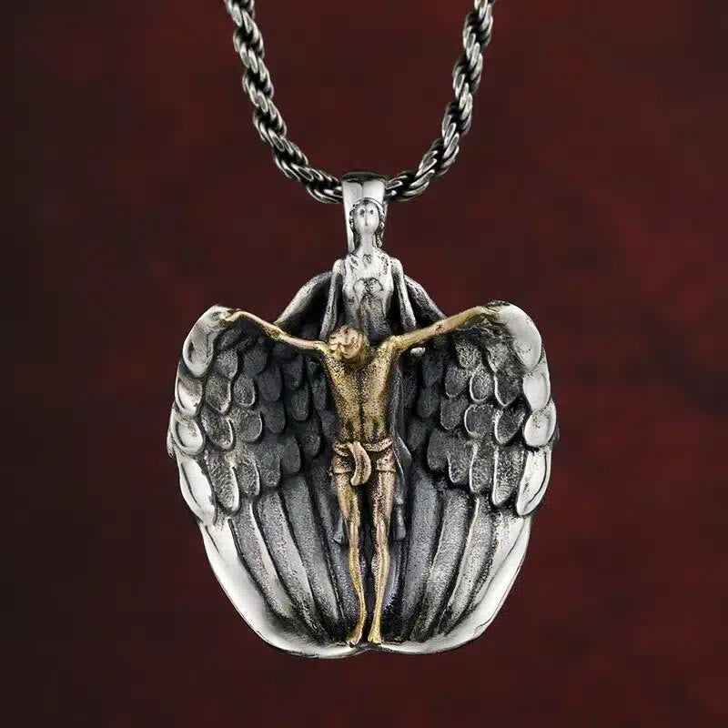 Christianartworkshop Holy Jesus Redeeming Angel Prayer Religious Necklace - Redeeming Angel - image 0