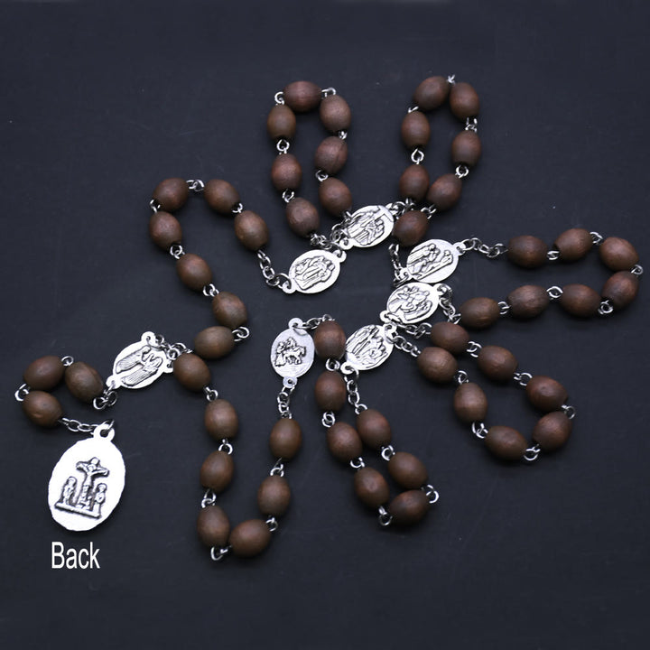 Christianartworkshop Artisanal Matte Olive Wood Seven Sorrows Rosary of the Virgin Mary for Baptism - image 4