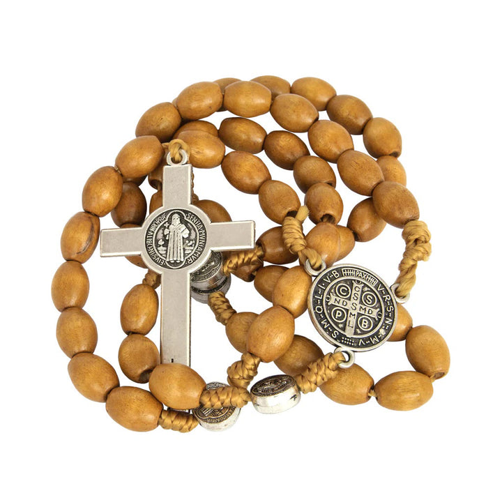 St. Benedict Natural Olive Wood Rosary with Crucifix - image 2