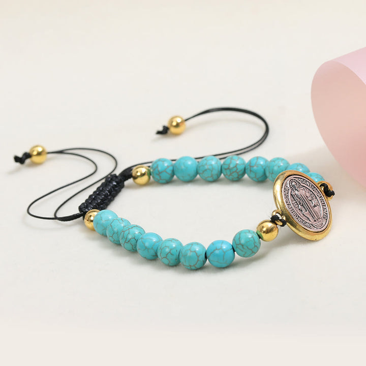 Christianartworkshop Turquoise St. Benedict Prayer Blessing Beaded Bracelet - image 4