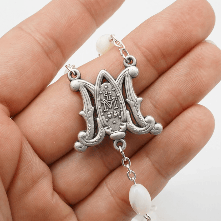 Christianartworkshop Blessed Virgin Mary: Catholic Mother-of-Pearl Rosary - image 3