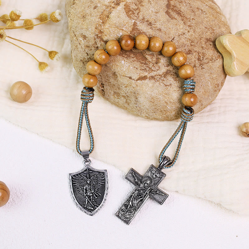 Holy Spirit Jesus Cross & St. Michael the Archangel Medal Pocket Rosary - image 4