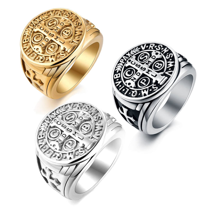 Christianartworkshop St. Benedict the Protector Titanium Ring - image 4