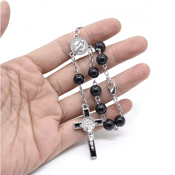 Handmade Beaded Cross Bracelet Pocket Rosary - image 5