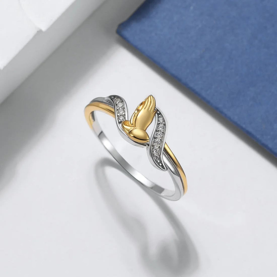 Christianartworkshop Praying Hands Gold & Silver Ring - US 10 - image 0