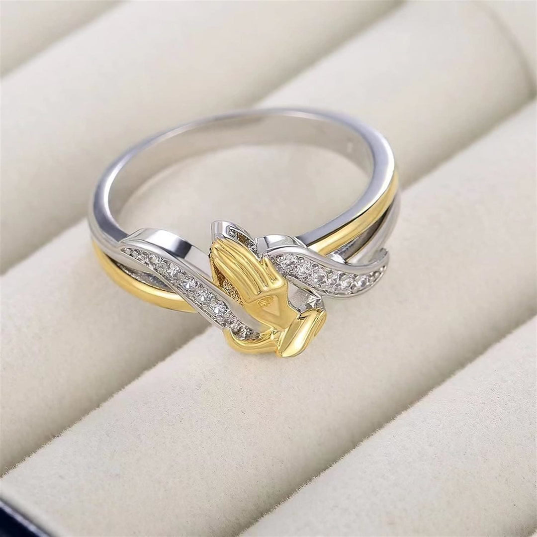 Christianartworkshop Praying Hands Gold & Silver Ring - image 5