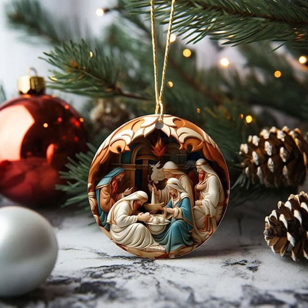 Christianartworkshop Christmas Nativity Scene Plane Ornaments: The Birth of Jesus Hanging Decoration(6 options) - image 2