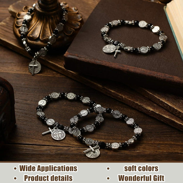 Christianartworkshop Silver St. Benedict Medal Rosary Bracelet - image 1