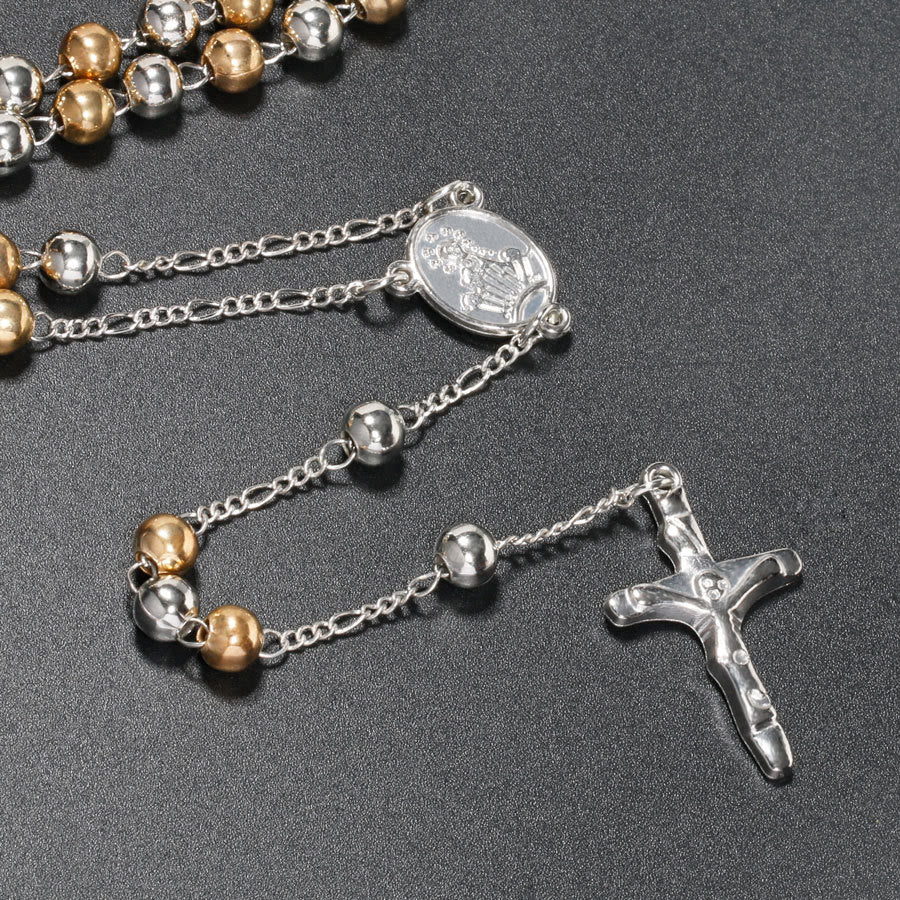 Christian Virgin Mary Long Chain Jesus Cross Religion Rosary - image 3