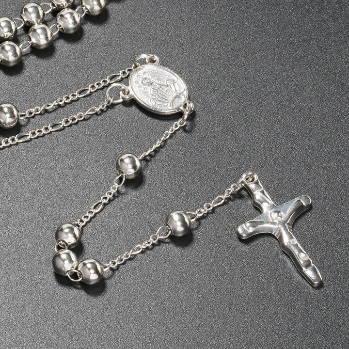 Christian Virgin Mary Long Chain Jesus Cross Religion Rosary - image 5