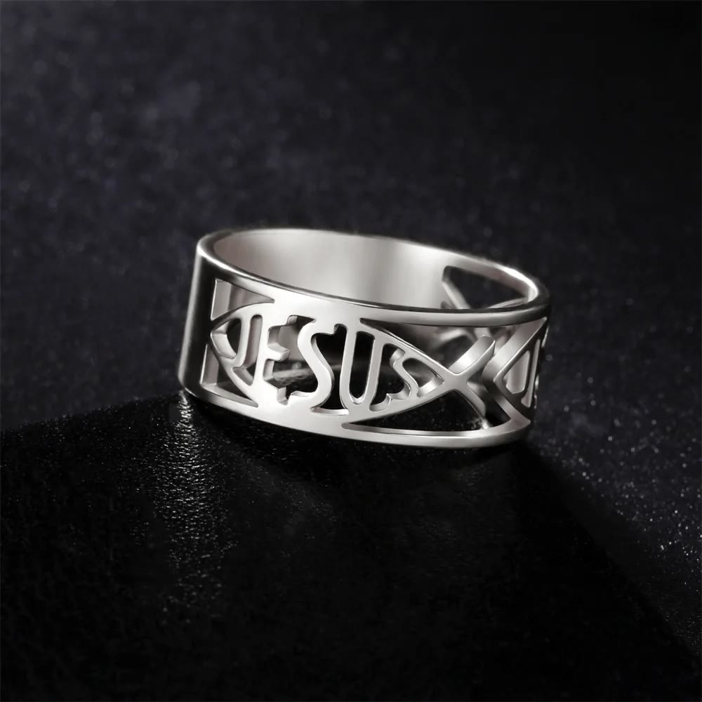 Christianartworkshop Jesus Fish Skeleton Titanium Religion Ring - Silver - US 11 - image 4