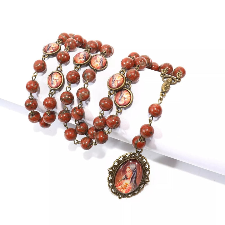 Christianartworkshop Our Lady Seven Sorrows Natural Sesame Stone Rosary - image 8