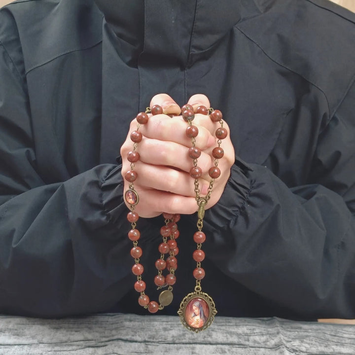 Christianartworkshop Our Lady Seven Sorrows Natural Sesame Stone Rosary - image 7