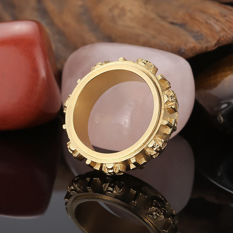 Christianartworkshop Rotatable Skull Head Cross Religion Ring - Golden - US 13 - image 4