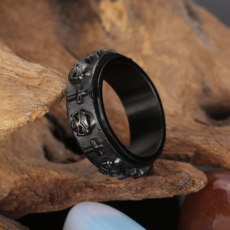 Christianartworkshop Rotatable Skull Head Cross Religion Ring - Black - US 13 - image 7