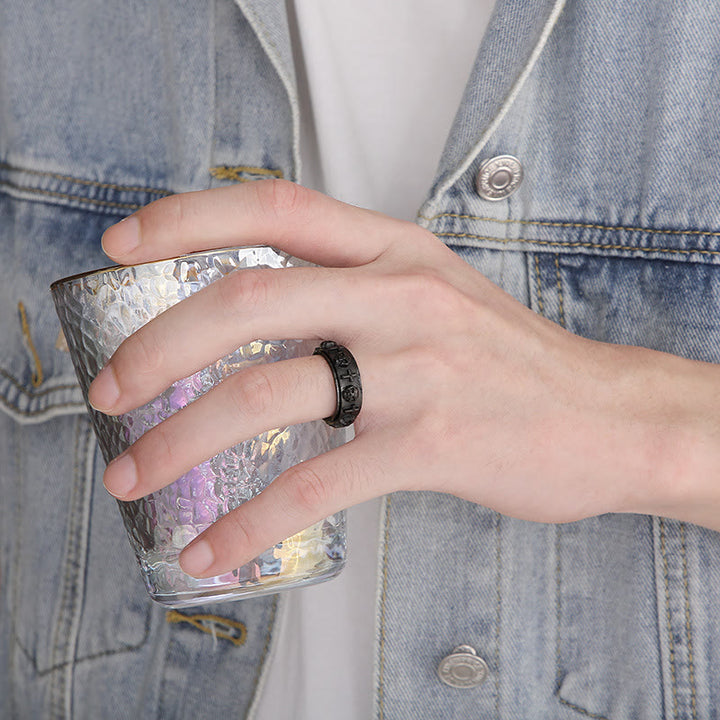 Christianartworkshop Rotatable Skull Head Cross Religion Ring - image 8