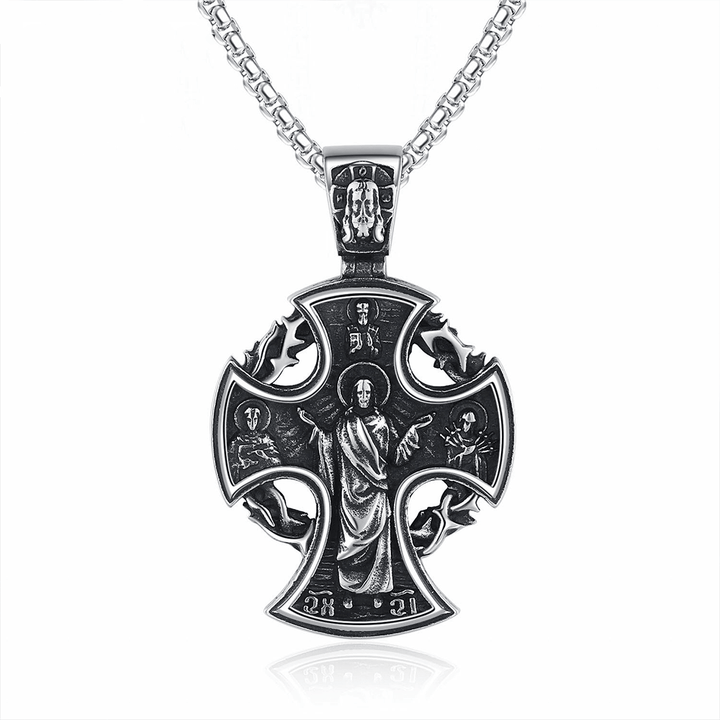 Christianartworkshop St. Benedict the Protector & St. Micheal the Archangel Necklace - Silver - image 0