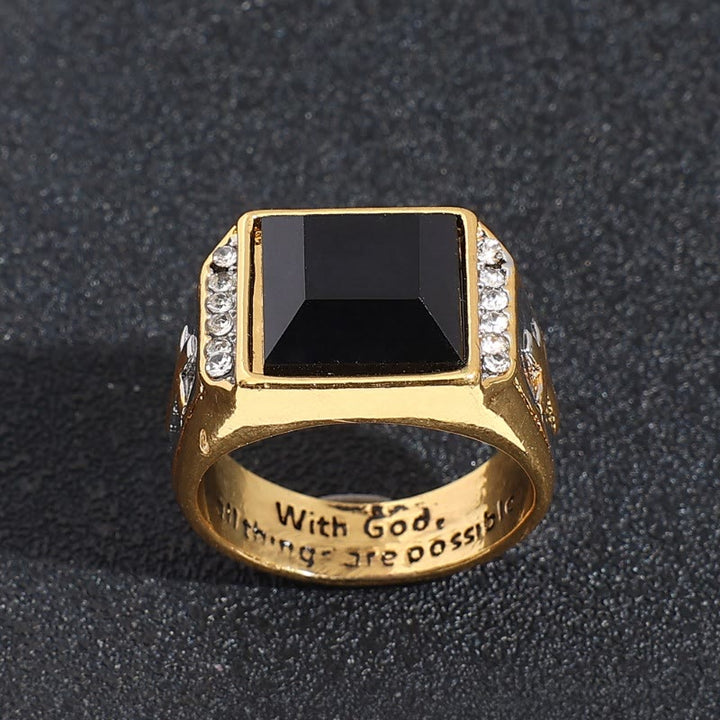 Christianartworkshop Faith Two Tone Plated Cross Ring - With God All Things Are Possible - US 13 - image 0