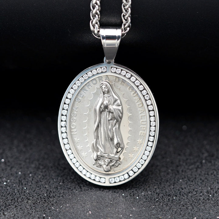 Christianartworkshop Virgin Mary Religious Stainless Steel Pendant Necklace - Silver - image 0