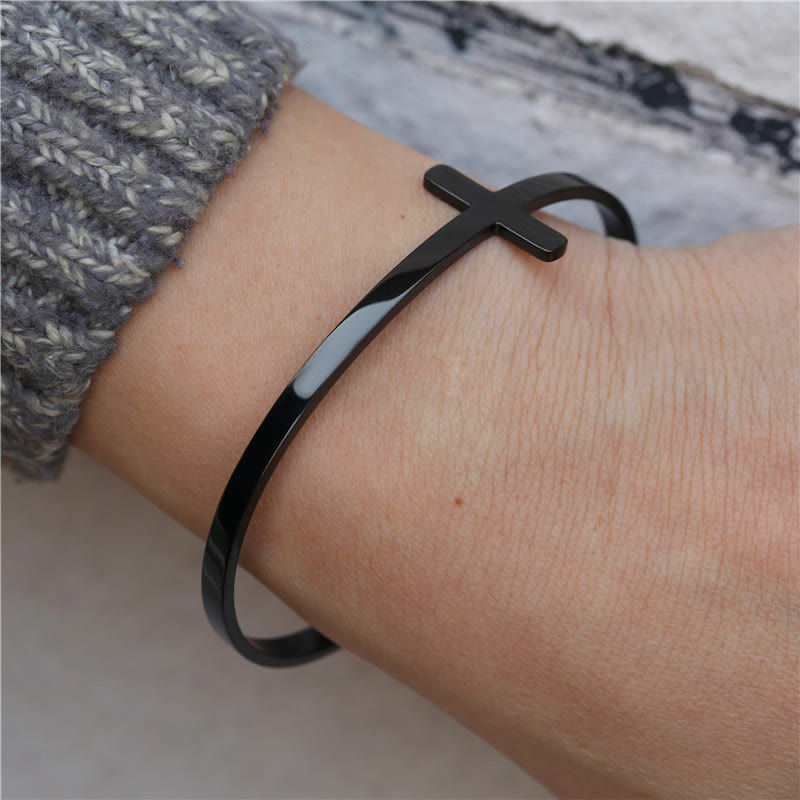 Christianartworkshop Silver Cross Cuff Bangle Religion Bracelet - image 9