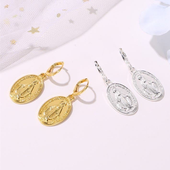 Christianartworkshop Miraculous Mary Medals Religion Earrings - image 2