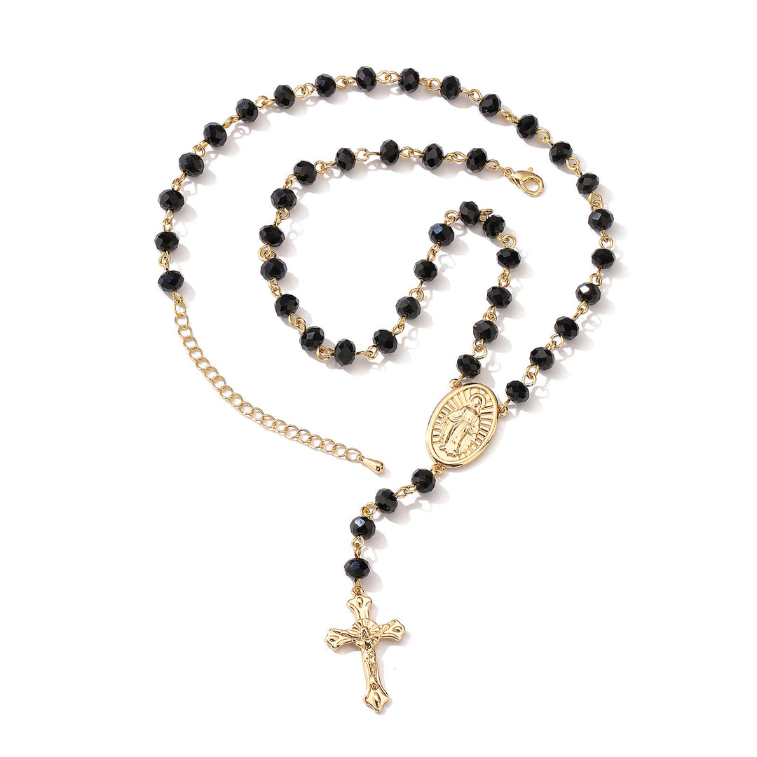 Christianartworkshop Virgin Mary Medal & Crucifix Pendant Necklace - Black - image 1