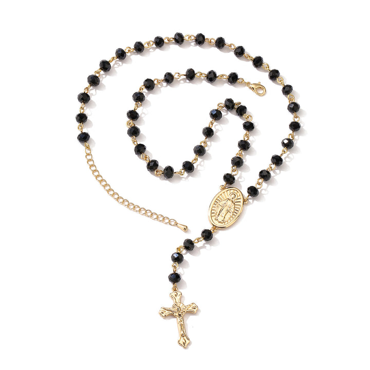 Christianartworkshop Virgin Mary Medal & Crucifix Pendant Necklace - Black - image 1