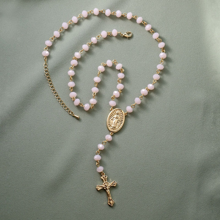 Christianartworkshop Virgin Mary Medal & Crucifix Pendant Necklace - Pink - image 16