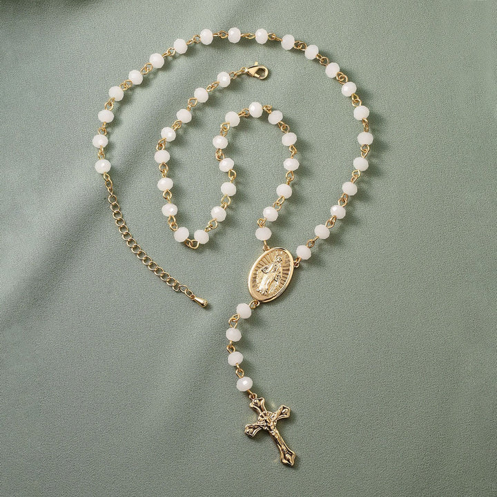 Christianartworkshop Virgin Mary Medal & Crucifix Pendant Necklace - White - image 9