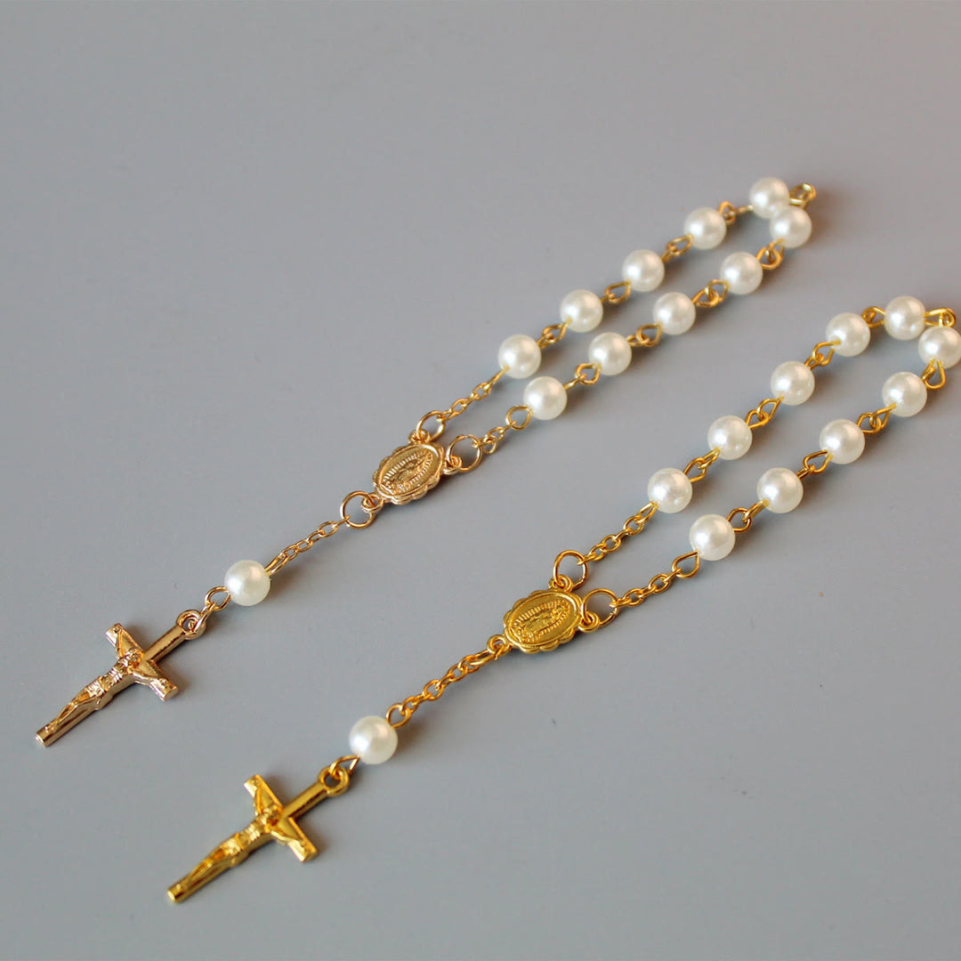 Pearl Beads Mini Rosary for Car/Baptism  - image 2