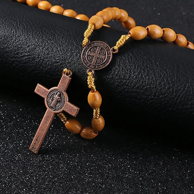 Christianartworkshop St. Benedict Olive Wood Prayer Rosary - image 5