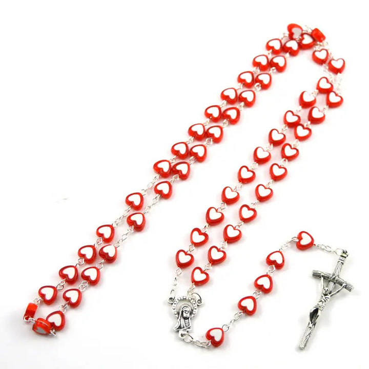 Colorful Jesus Cross Heart-shaped Rosary - image 1