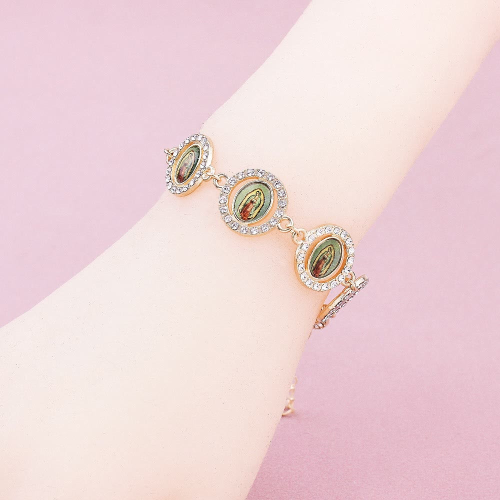 Christianartworkshop Our Lady of Guadalupe Zircon Round Medals Bracelet - image 2