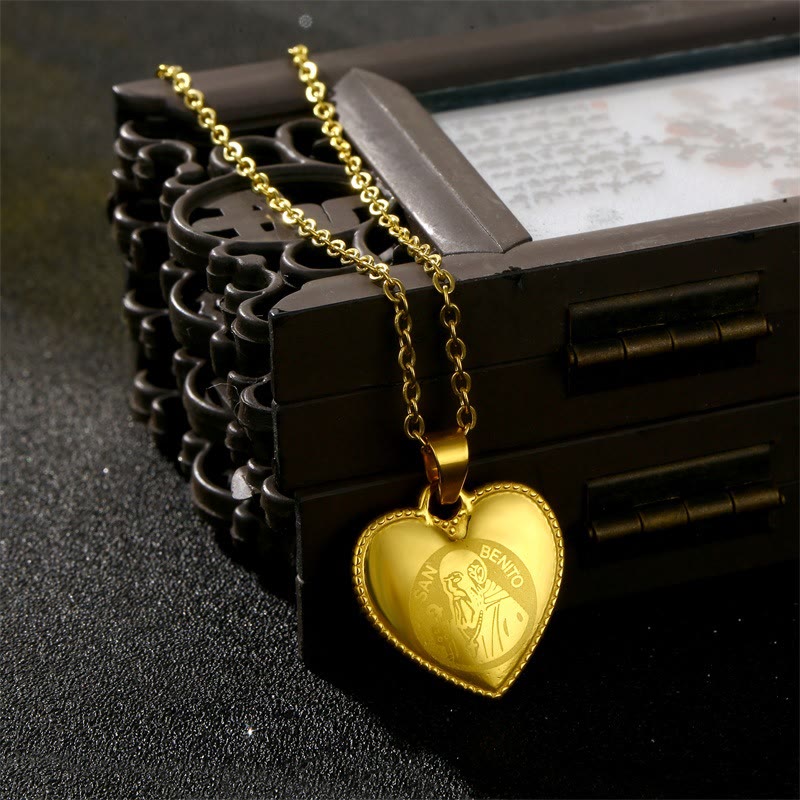 Christianartworkshop Classic St. Benedict Medal Heart Necklace - image 2