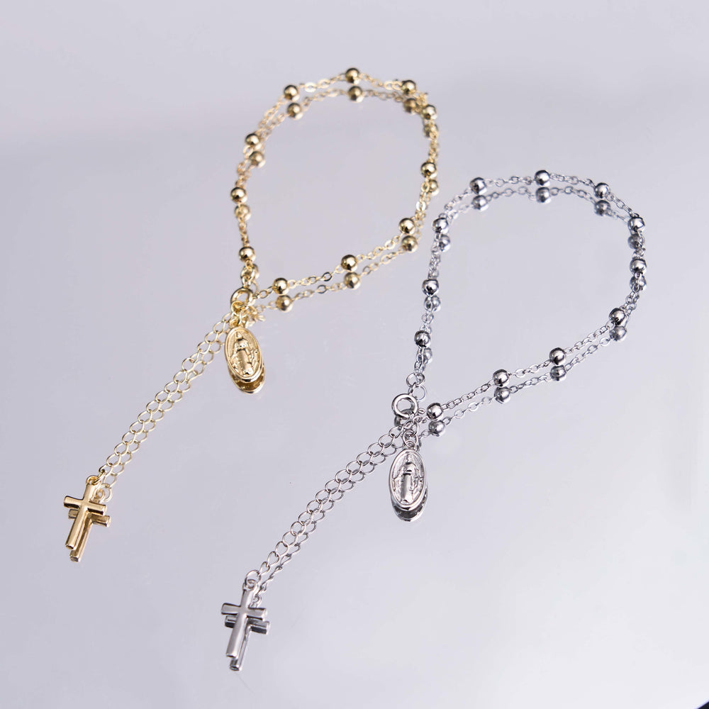 Christianartworkshop Virgin Mary Medal & Cross Adjustable Simple Casual Bracelet - image 2