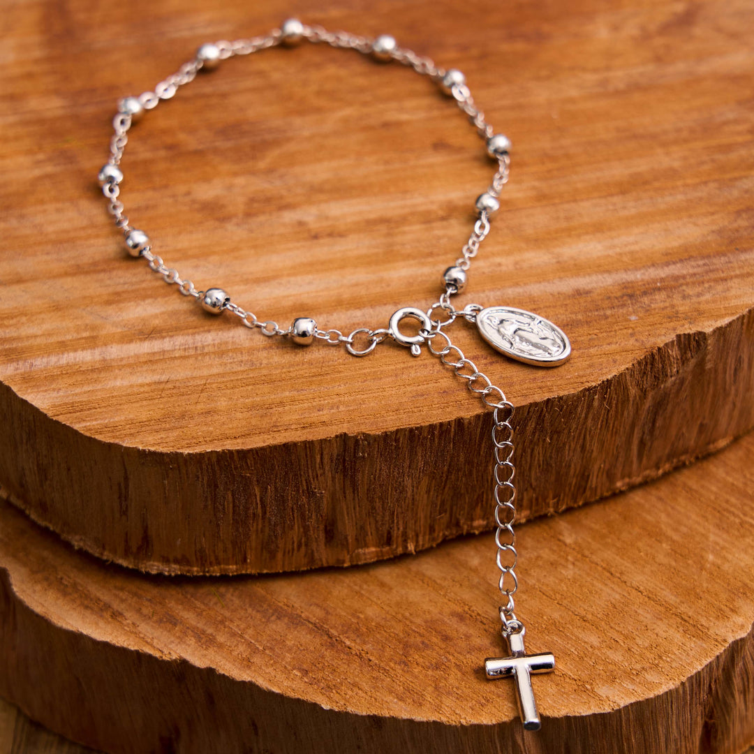 Christianartworkshop Virgin Mary Medal & Cross Adjustable Simple Casual Bracelet - Silver - image 0