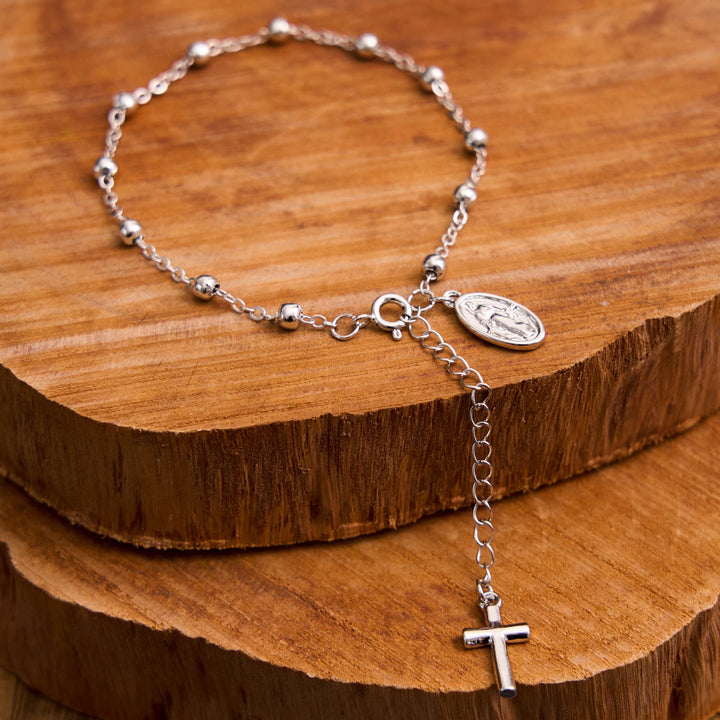 Christianartworkshop Virgin Mary Medal & Cross Adjustable Simple Casual Bracelet - Silver - image 0