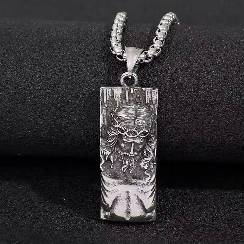 Christianartworkshop Jesus Shield Amulet Religion Necklace - Silver - image 0