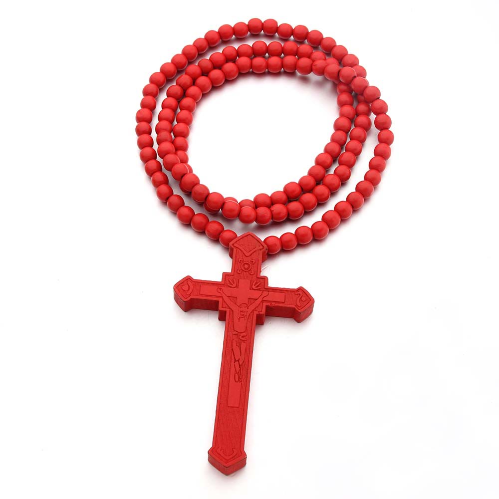 Christianartworkshop Jesus Cross Wooden Necklace - Red - image 3
