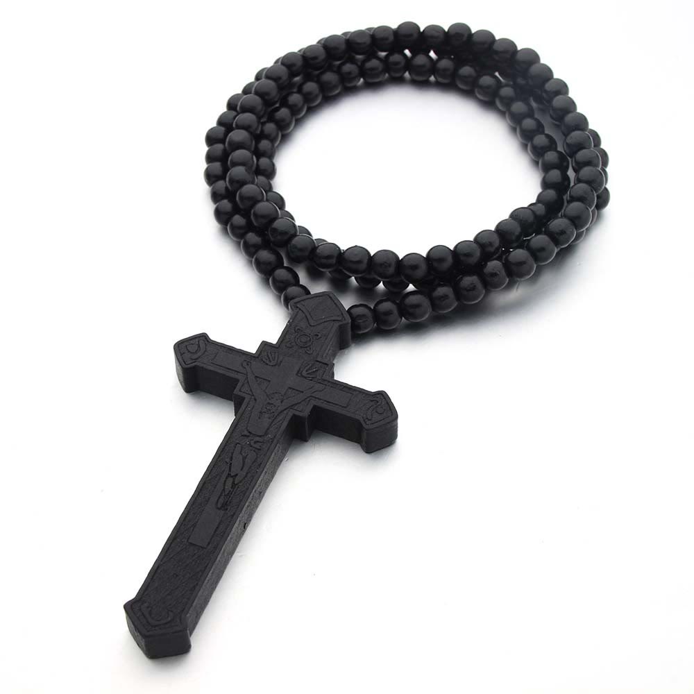 Christianartworkshop Jesus Cross Wooden Necklace - Black - image 5