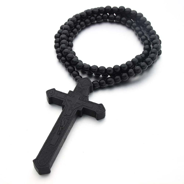 Christianartworkshop Jesus Cross Wooden Necklace - Black - image 5