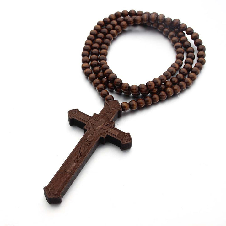 Christianartworkshop Jesus Cross Wooden Necklace - Brown - image 4