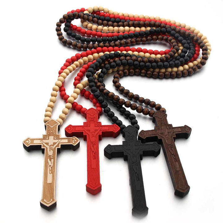 Christianartworkshop Jesus Cross Wooden Necklace - image 0