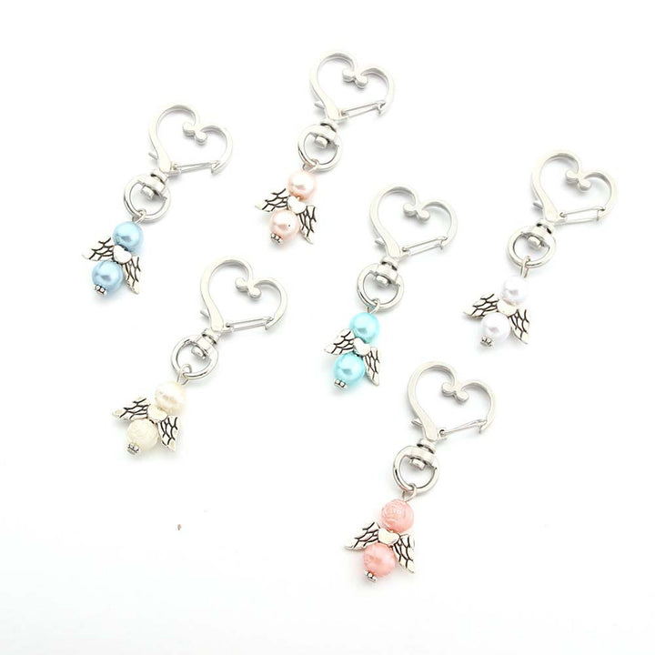 Christianartworkshop 6pcs/Set Angel Wing Pendant Heart Keychain - image 3