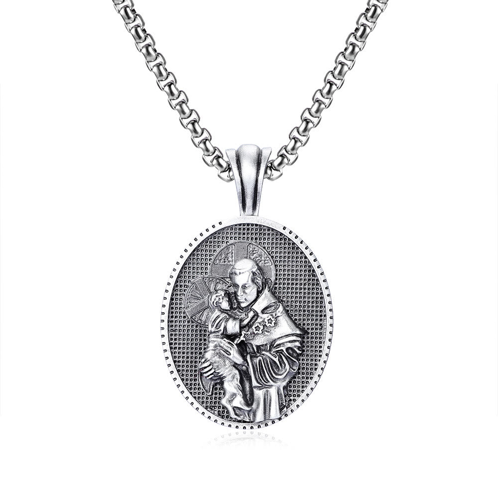 Christianartworkshopthe St. Anthony and the Child Jesus Pendant Necklace - image 4