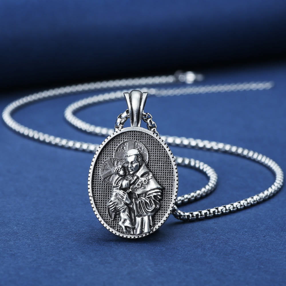 Christianartworkshopthe St. Anthony and the Child Jesus Pendant Necklace - image 1